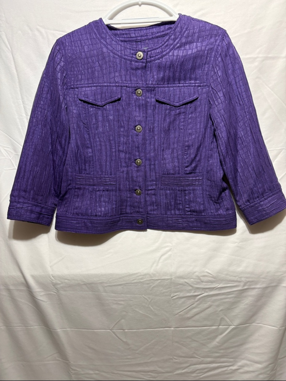 Ruby Rd. Deep Purple Textured Button-Front Jacket